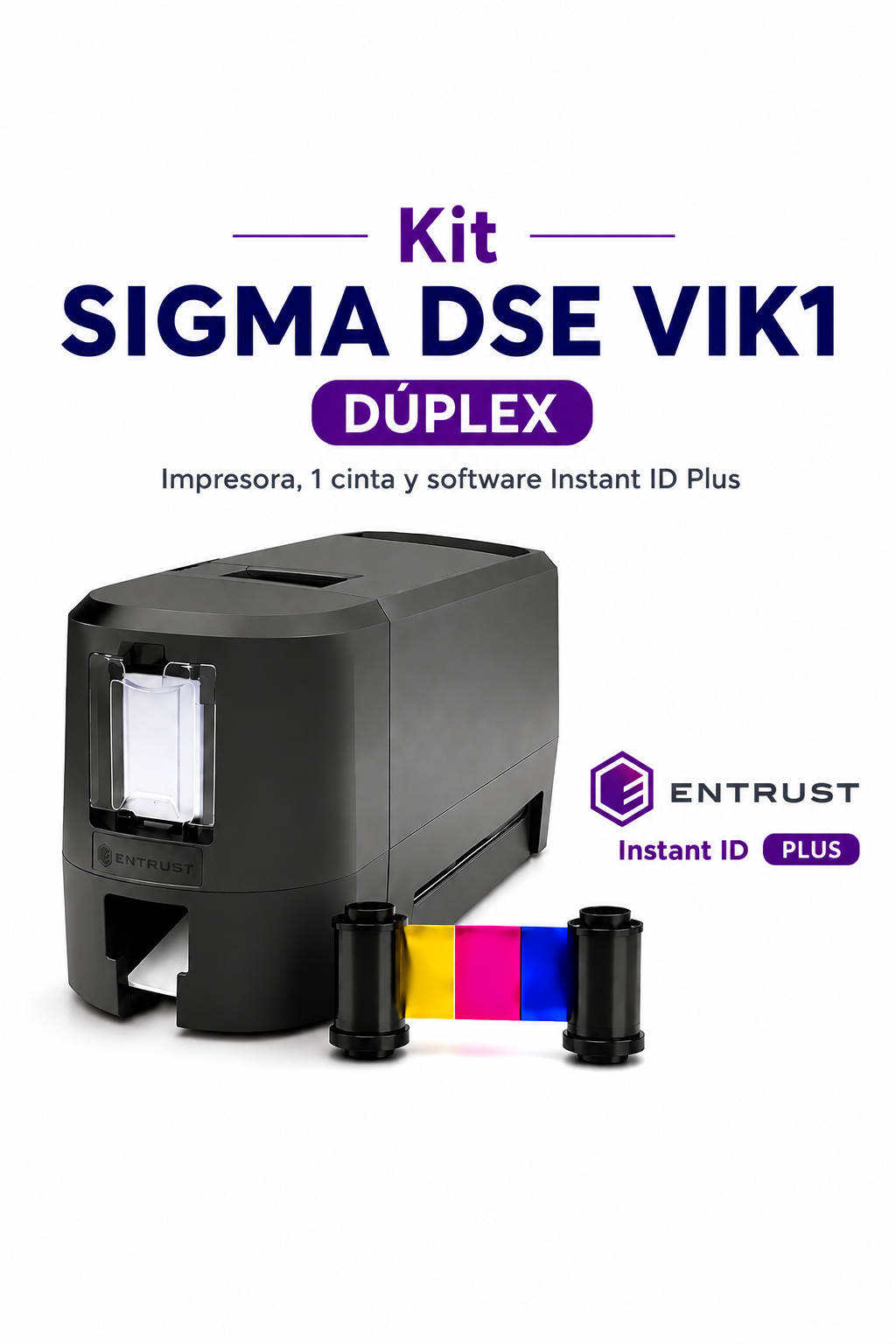Kit Impresora de Credenciales Sigma DSE VIK1 Dúplex + Cinta + Instant ID Plus